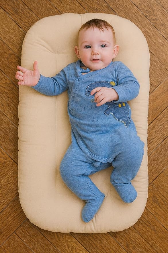 Multifunctional Newborn Baby Lounger, Organic Cotton Infant Nest 0–18M – Portable Breathable 3D Fiber Filling, Machine-Washable (White)