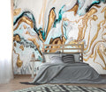 XMPMBM-Gold Quicksilver Marble Fabric Wallpaper Abstraction Art Textured Living Room Bedroom Bathroom Wall Mural-W 176" X H 113"（138 Square Foot）