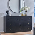 Fluted Dresser for bedroom, 55"W Black 8 Drawer Dressers, Wood Tall Dresser Storage Organizer, Modern Bedroom Chest of Drawers with Deep Storage for Closet Hallway, Entryway, Living Room Black