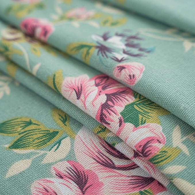 ENJOYBRIDAL Floral 84 Inch Curtains for Living Room Green Drapes Bedroom Semi Sheer Rod Pocket Floor Length Window Curtains 2 Panel Sets Boho Farmhouse Vintage Light Filtering Window Treatments