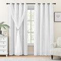 XiDi White Curtains 96 Inches Long for Girls Bedroom Living Room Darkening Privacy Double Layer Curtains with Sheer Overlay for Kids Toddler Princess Nursery Room Decor Grommet Window Drapes W52 X L96