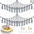 Stuffed Animal Hammock with LED Light, Large Stuffed Animals Storage Corner Plushie Net for Kids Room Decor, 2 Packs Grey