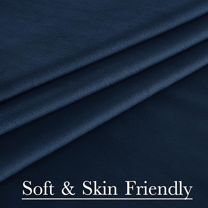 StangH Navy Blue High Ceiling Velvet Curtains Room Darkening for Boys Bedroom, Extra Long Thermal Insulated Window Covering Door Curtains for Living/Dining Room, W52 x L144, 2 Panels