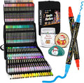 Betem Acrylic Paint Markers Pens, Dual Tip 120 Colors Premium Paint Pens Acrylic Markers for Wood, Fabric, Canvas, Stone, Rock Painting, Glass, Ceramic Surface, DIY Crafts Making Art Supplies with Bag