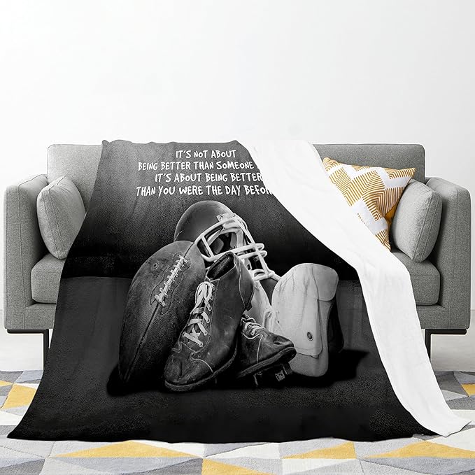 Sports Football Throw Blanket - Soft Warm Cozy Fleece for Boys Men Girls Women Kids Adults - Couch Sofa Bed 50"x40"