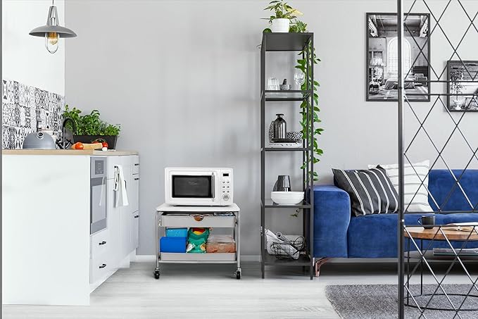 Seville Classics Rolling Utility Organizer Storage Cart, for Home Office, School, Classroom, Scrapbook, Hobby, Craft, Under The Desk Storage/Printer Cart 1 Drawer, White