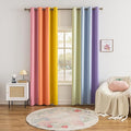 Rainbow Curtains Made with a Patchwork of Pink, Orange, Yellow, Green, Blue, and Purple for Kids Bedroom Blackout Colored Curtains for Bedroom Classroom (2 Panels, W52 X L90)