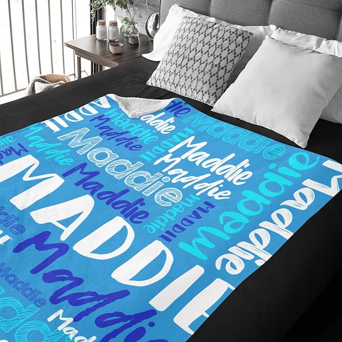 Dr.TOUGH Personalized Blankets with Name Customized Baby Blankets for Girls Boys Adults Monogrammed Blankets and Throws Christmas Birthday Mothers Fathers Valentines Day Gift (Blue-Green,30''×40'')