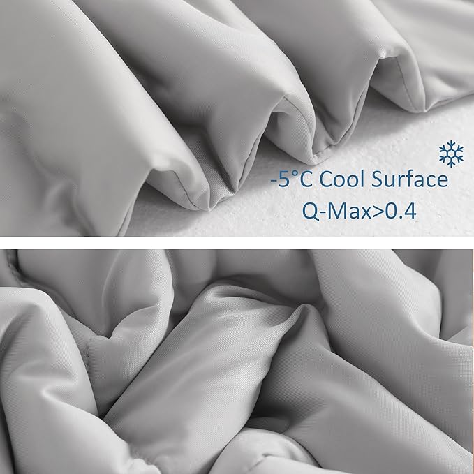 NTBAY Cooling Blanket Twin, 68x90 Inches - Lightweight Summer Bed Blanket for Hot Sleepers, Japanese Double-Sided Q-Max 0.45 Cooling Fabric, Light Grey