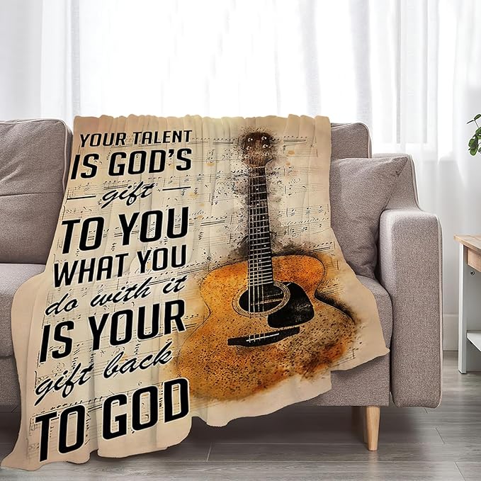 Tijuboni Guitar Music Throw Blanket Guitar Gifts for Girls Boys Women Men Kids Adults Soft Flannel Fleece Blanket for Couch Sofa Bed Home Decor 40"x50"