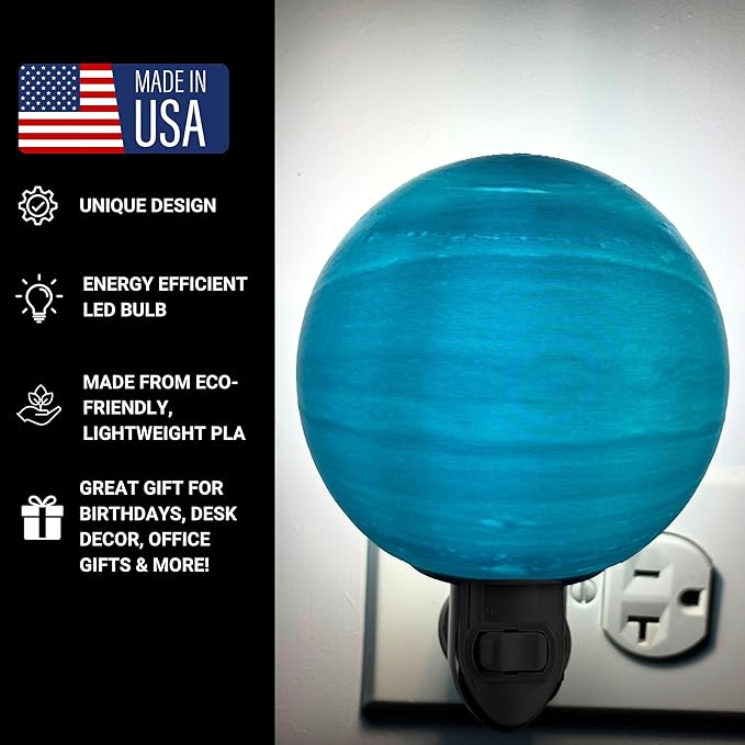 Uranus Night Lights | 5" Uranus Night Lamp LED Light | 3D Solar System NightLight, Planet Home Décor, Space Nursery, Kids Room, Space Gift, Birthday Gifts, Bedroom Decorations