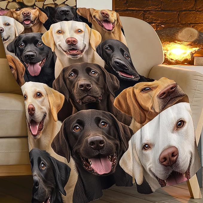 Labrador Retriever Blanket for Girls Boys Chocolate Lab Throw Blankets Soft Cozy Warm Fuzzy Fleece Bedding Flannel Dog Throws Stuffed Animal Gifts for Lovers Kids Men Women Bedroom Decor 50"x40"