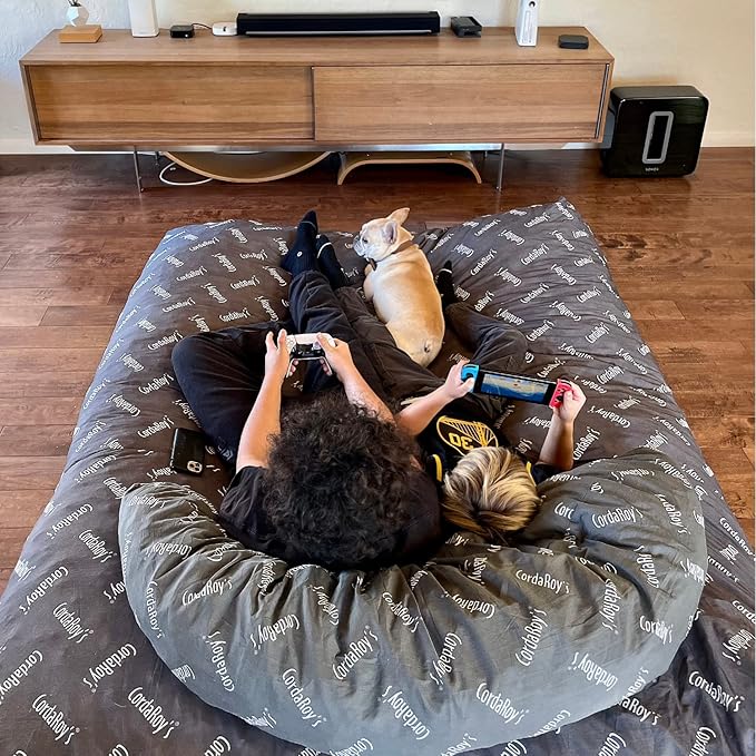 CordaRoy's NEST Gaming Bean Bag Chair-Convertible Bean Bag Chair -Washable Chenille Cover with Pockets for Remote, Controllers-for Living Room,Basement-King Size-Moss|Made in The USA