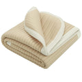 NTBAY Jersey Cotton Quilted Toddler Blanket, Breathable and Warm for Boys and Girls Baby Blanket, 30x40 Inches, Camel Stripe