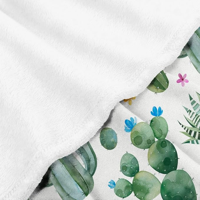 Thuswarm Cactus Flower Succulent Flannel Blanket for Autumn Winter Gifts Warm Cozy Soft Funny Print Throw for Bed Couch Sofa 40”×30” XSmall for Pets
