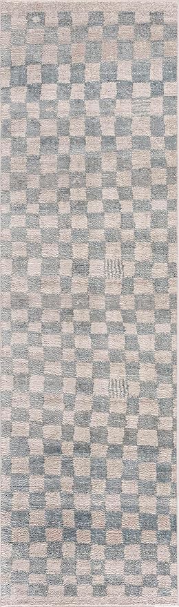 Hauteloom Benjy Hallway, Kitchen Runner Rug - Contemporary - Cream, Silver Blue - 2'7'' x 7'3''