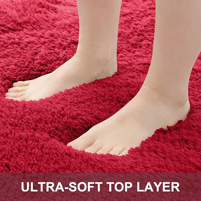 OLANLY 6x9 Machine Washable Large Area Rugs for Living Room, Bedroom, Soft Fluffy Shaggy Bedside Rug, Indoor Floor Carpet for Kids Girls and Boys, Dorms, Nursery, Home Decor Aesthetic, Red