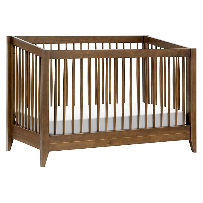 Babyletto Sprout 4-in-1 Convertible Crib with Toddler Bed Conversion Kit in Natural Walnut, Greenguard Gold Certified