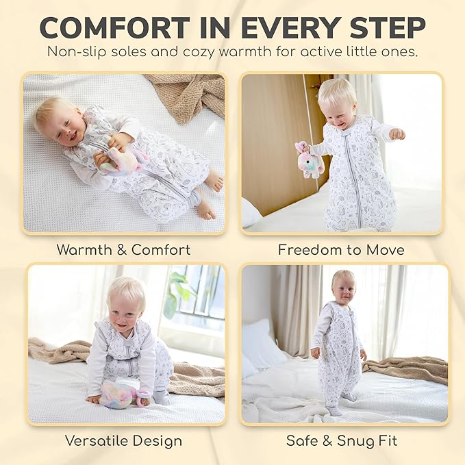 Mama Cheetah Toddler Sleep Sack with Feet 2T, 1.0 TOG Organic Cotton Baby Wearable Blankets with Legs, Baby Sleeping Bag for Walkers, Early Walker Medium