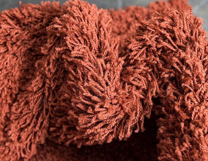 Unique Loom Solid Shag Collection Area Rug (9' x 12' 2" Rectangle, Terracotta)
