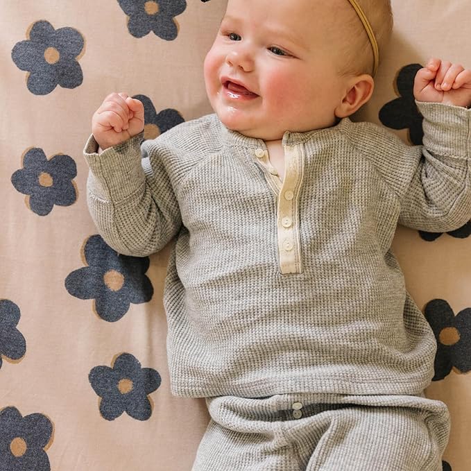 Premium Fitted Knit Crib Sheet/Toddler Sheet Gemma in Tan by Copper Pearl