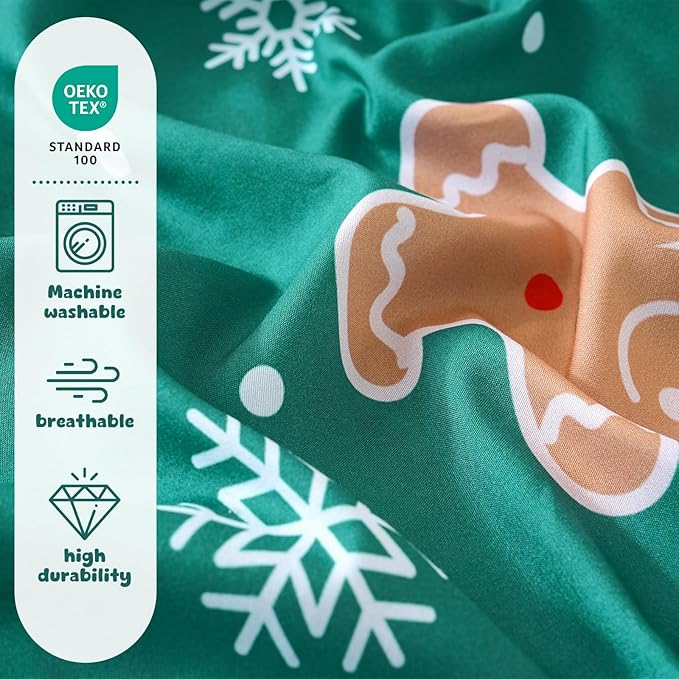LONAVA Twin Kids Comforter Set - 4 Pieces Twin Bedding Sets for Boys Girls Children, Ultra Soft Microfiber Bed in A Bag with Flat Fitted Sheets, Gingerbread Man