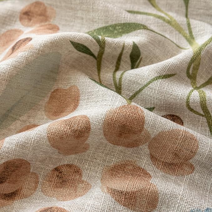 ENJOYBRIDAL Floral 84 Inch Curtains for Bedroom Decor Drapes Floor Length Semi Sheer Rod Pocket Living Room Window Curtain Panels Light Filtering Boho 2 Panels Tassel Vintage Window Treatments