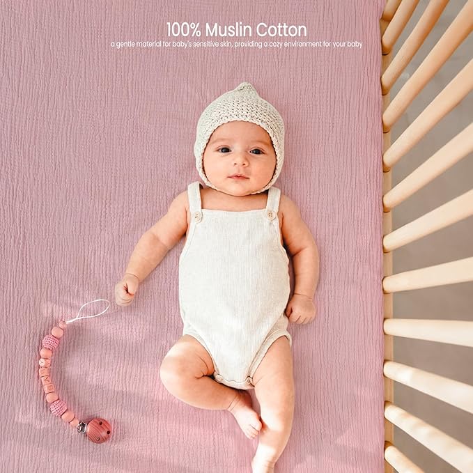Lulu Moon Muslin Crib Sheets - Fitted Crib Mattress Sheets for Boys and Girl - 28"x 52", 2 Pack