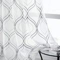 VISIONTEX White Sheer Curtains 72 Inches Long 2 Panels Set Grey Moroccan Embroidered Curtains Trellis French Textured Rod Pocket Voile Tulle Semi Window Drapes for Bedroom Living Room 54 x 72 Inches