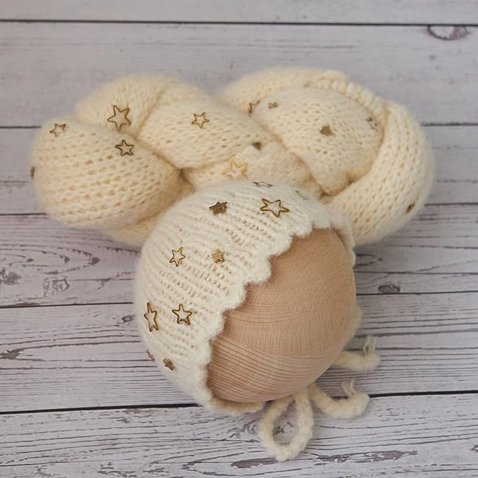 Newborn Baby Photography Props Outfits Hat Long Ripple Wrap Set for Boys Girls Photography Photoshoot Photos