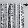 MEETSKY Boho Blackout Leaves Patterned Curtains 63 Inch Long 2 Panels Set for Bedroom, Room Darkening Dark Grey Drapes for Living Room, Thermal Insulated Rod Pocket Back Tab Window Treatment, 50"Wide