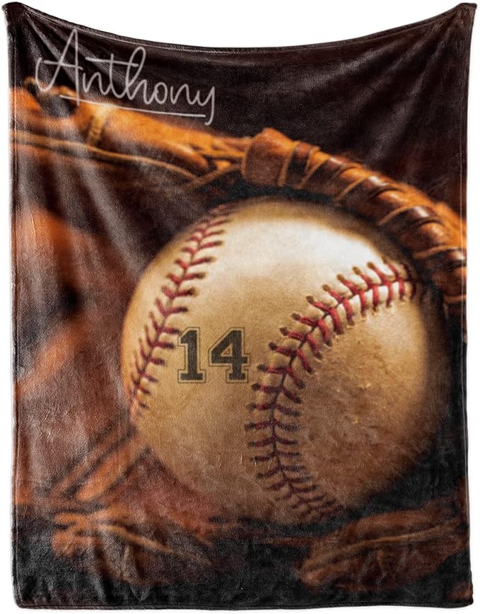 Custom Baby Soft Blanket: Personalized Bedding for Kids Softball Ball Throw Blankets - Perfect Newborn Gift Infant Swaddling Blanket with Name 50x60inch