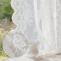 Anmao Vintage Lace Curtains 72 Inches Long 2 Panels, Romantic Elegant Light Filtering Semi Sheer Floral Thick Lacy Curtain Drapes for Living Room and Bedroom, Each Panel 55W x 72L, White Rose