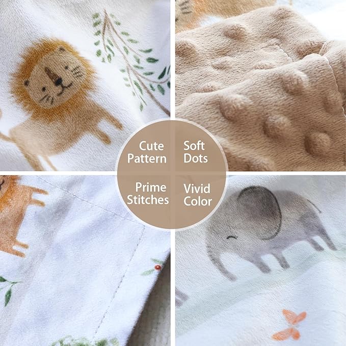 BORITAR Baby Blanket for Boys Girls, Soft Plush Minky Fabric with Double Layer Dotted Backing, Lovely Woodland Animal Pattern for Infant Toddler Newborn, 30 x 40 Inch