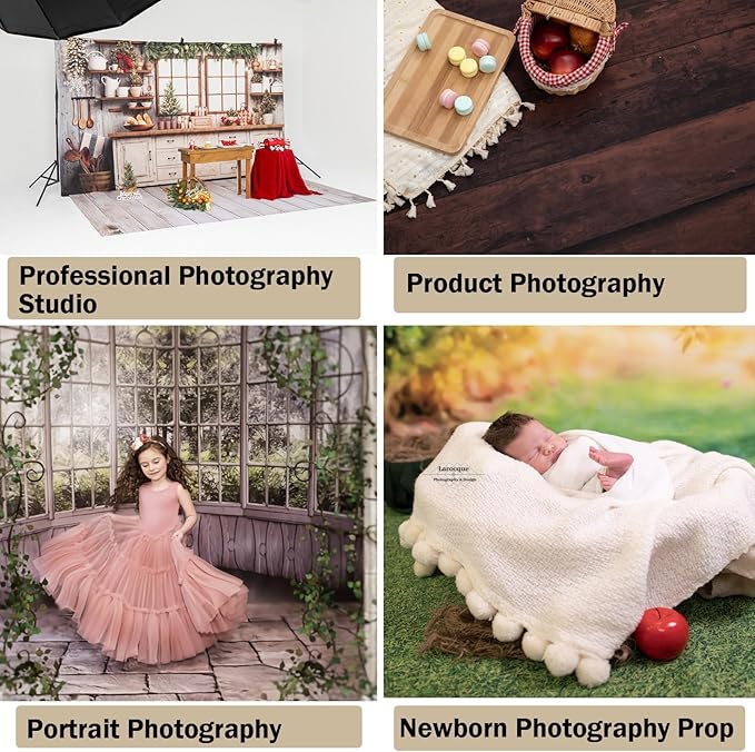 Kate White Wood Flooring Mat Photography Floor Mats Newborn Photography Props Rubber Wooden Floor Wall Backdrop for Photo Studio 5x4ft