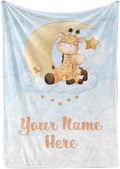 Personalized Baby Blankets with Name | Custom Giraffe Blanket for Baby Boys and Baby Girls | Unisex Warm Soft Fleece Swaddle Blanket Minky | (Giraffe, Fleece 30"x40")