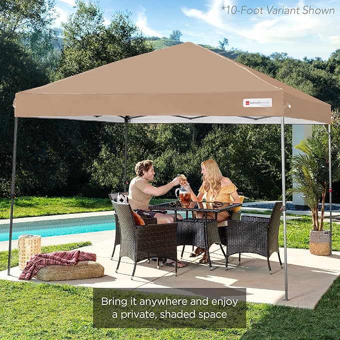 Best Choice Products 12x12ft 1-Person Setup Pop Up Canopy Tent Instant Portable Shelter w/ 1-Button Push, Case, 4 Weight Bags - Tan