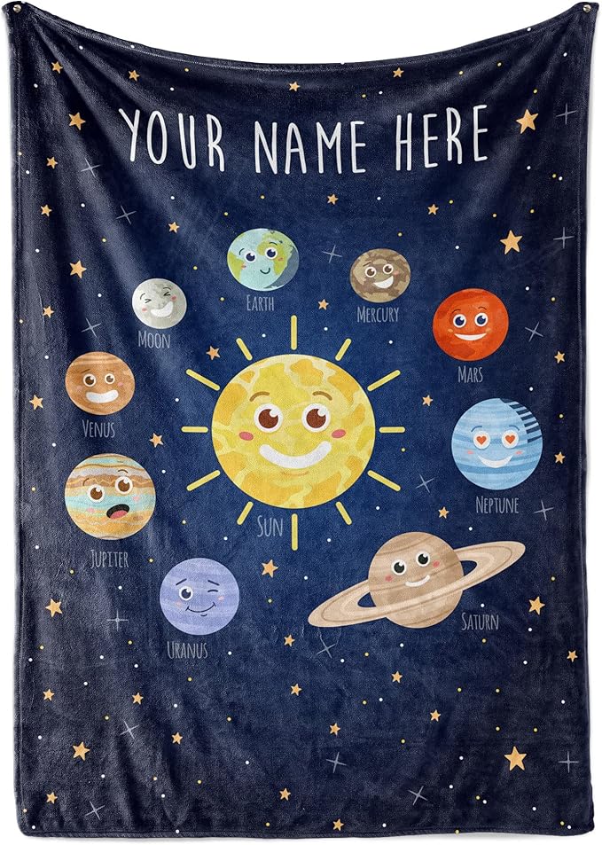 Custom-Star Galaxy Blanket for Kids | Personalized Warm Fleece | Space Room Decor | Plush Flannel Toddler Blanket - Sterelectro V1, Sherpa - 60x80