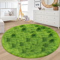 7 ft Large Fluffy Round Green Grass Area Rugs for Bedroom,Soft Shaggy Circular Rug Plush Fluffy Circle Carpet Fuzzy for Living Room Nursery Baby Toddler Room Playroom Dorm Home Decor Aesthetic