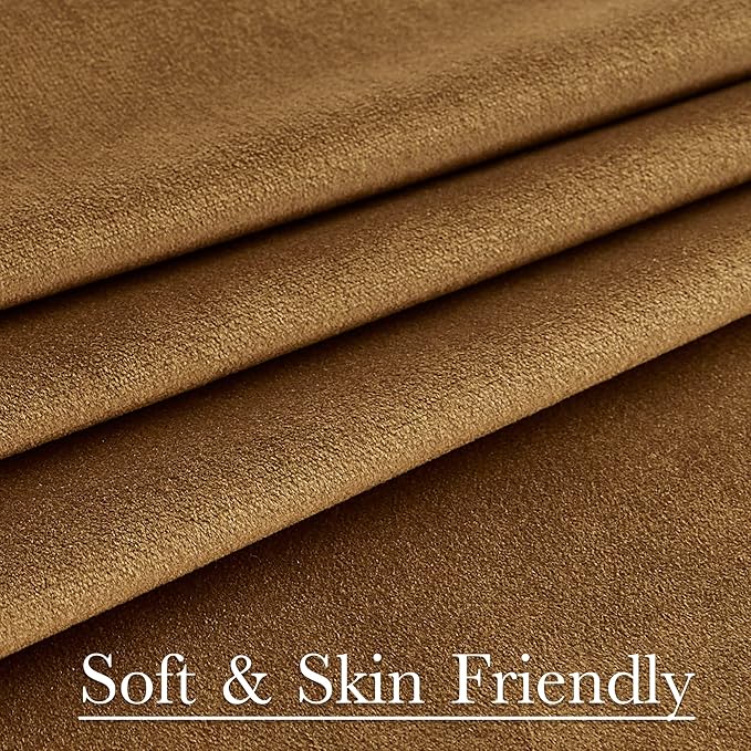 StangH 120 inches Velvet Curtains for Living Room, Vintage Gold Brown Blackout Thermal Insulated Window Curtain Panels for Sliding Glass Door/Hall/Villa, W52 x L120, 2 Panels