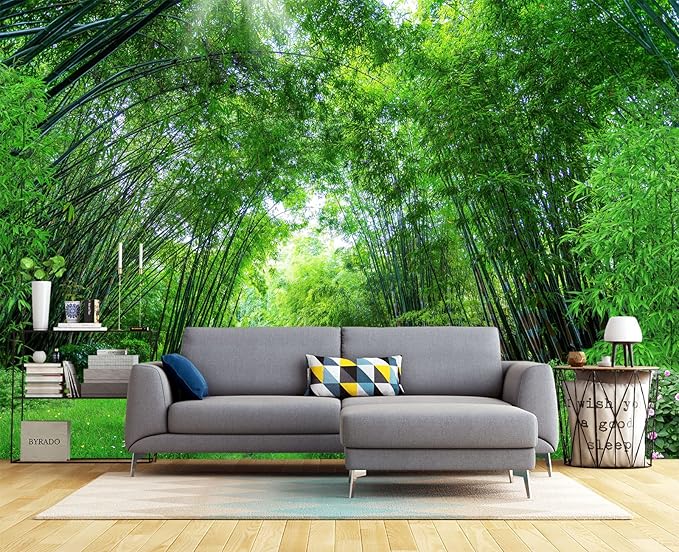 Green Bamboo Forest Wall Mural Wallpaper for Bedroom 137" x 100"