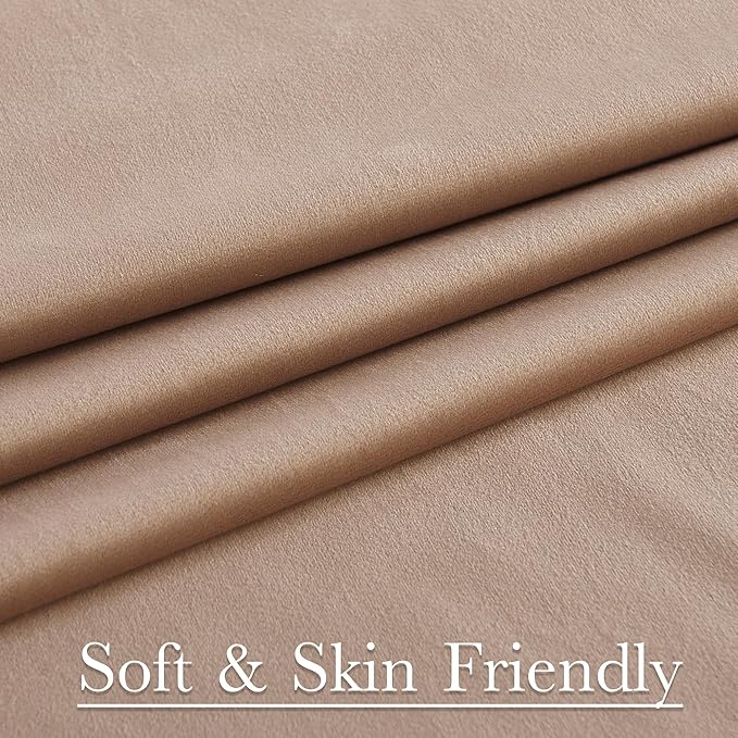 StangH Blush Beige Nursery Kids Curtains 102 inches Soft Velvet Room Darkening Thermal Insulated Drapes for Living Room Bedroom Decor Back Tab, W52 x L102, 2 Panels