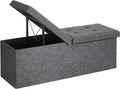 SONGMICS MAZIE Collection - 43 Inches Storage Ottoman, Foldable Storage Bench with Flipping Lid, 660 lb Load Capacity, for Entryway, Living Room, Bedroom, Dark Gray ULSF76GYZ