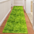 Grass Green Tie-Dyed Rug 3x10 ft Plush High Pile Shag Carpet Fluffy Soft Runner Bedside Rug for Bedroom Living Room Hallway Nursery Kids Home Decor