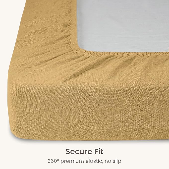 Bioweaves Organic Cotton Muslin Mini Crib Sheet, GOTS Certified Fitted Mini Crib Mattress Sheet, Extra Soft & Breathable for Toddler, Baby Boys & Girls, 38" x 24", 5 Inch Pocket, Honey Glow