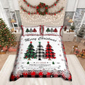 Manfei Xmas Tree Duvet Cover Set Queen Size, Merry Christmas Comforter Cover with 2 Pillowcases, New Year Theme Plaid Print Bedding Set 3pcs for Kids Boys Girls Bedroom Decor,No Comforter