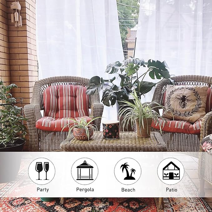 NICETOWN 2 Panels Sheer Curtains for Patio, 100 inch Wide Lightweight Tab Top Waterproof Soft Voile Sheer Drapes Airy with Light Filtering Quick Dry for Pergola, Sliding Door, W100 x L108, White