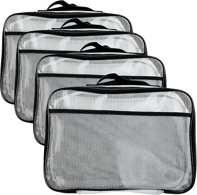 4PC Large Mesh Storage Bag for Board Games, Puzzles, Toys, Supplies, Zippered Bags for Organization Compatible with Legos and Doll Storage (4pc Mesh Bags)