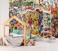 XMPMBM-Graffiti Art backsplash Large Decorative Wallpaper Colorful Alphabet Bedroom Bathroom Wall Mural- W 154" X H 105"（112 Square Foot）