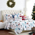 Southshore Fine Living, Inc. 6-Piece Oversized Christmas Bedding Cal King/King, Reversible Christmas Comforter Set King w/Shams and Throw Pillows, Reindeer Print, Red Plaid - Winter Wonderland